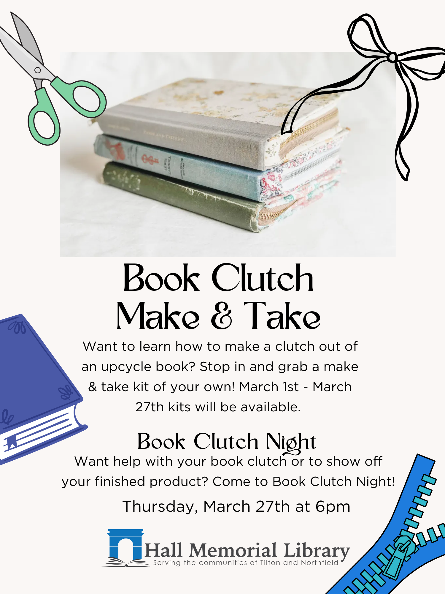 Book Clutch Make and Take with photo of books