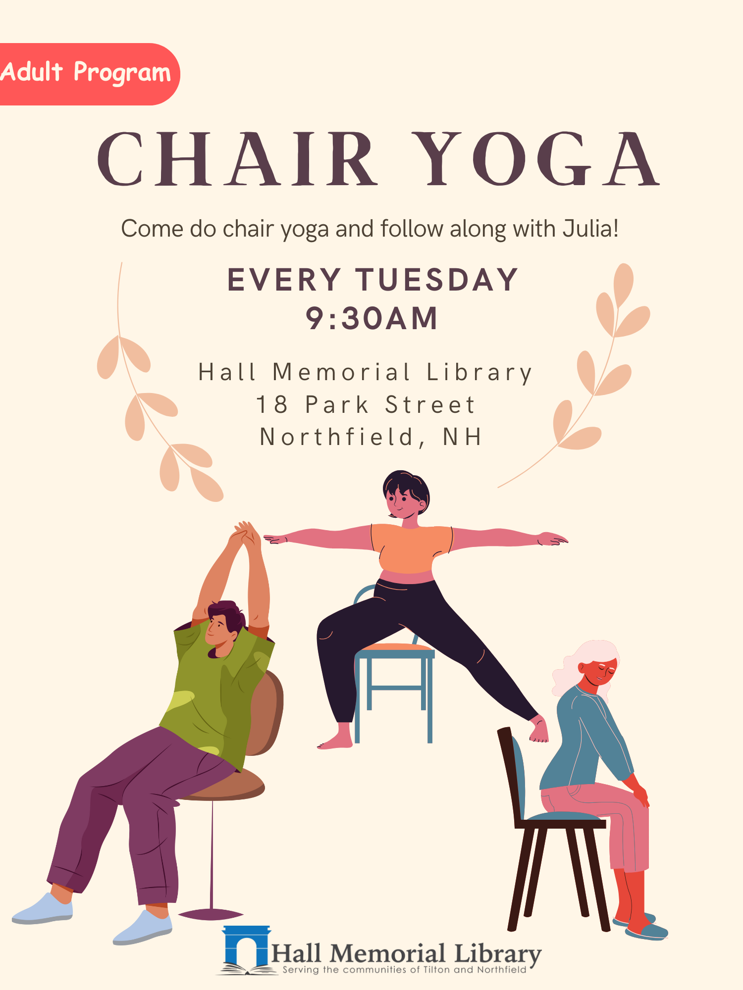 3 people doing chair yoga