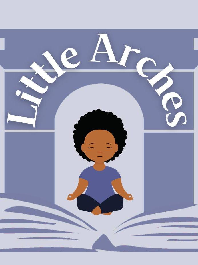 Child doing yoga under tilton arch for little arches
